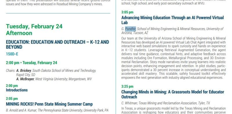 SME MINEXCHANGE Session Listing